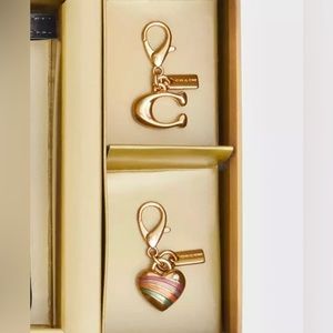 Coach Removable key chain bag charm bundle of two gold Color NEW